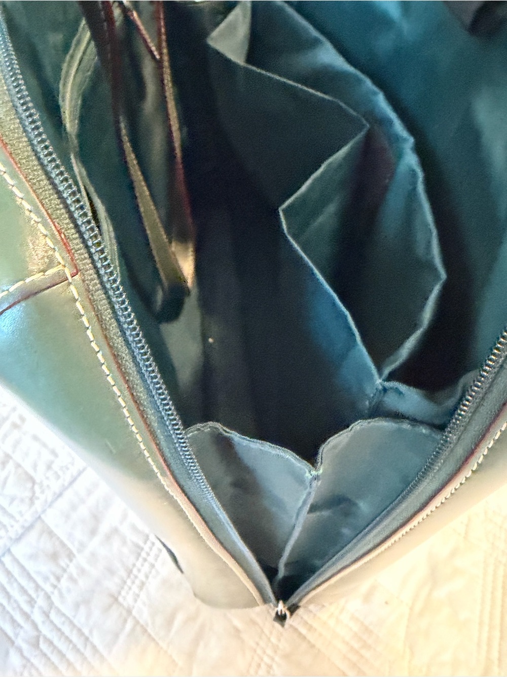 Lodis Audrey Forest Green Leather Laptop Tote with Scarf 14x13 - Picture 10 of 13